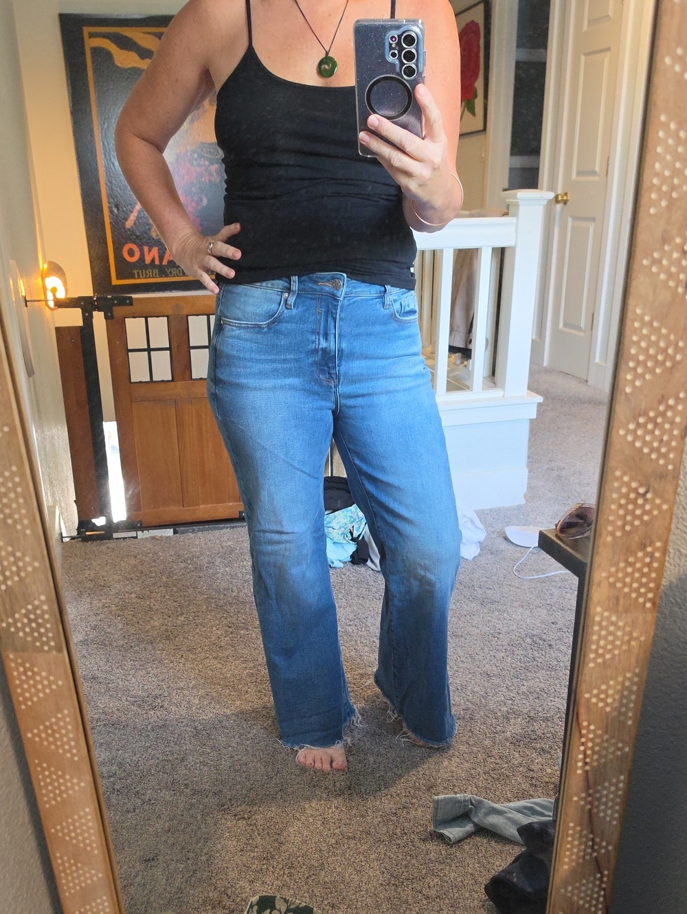 STUNNING Vigoss CROP PALAZZA Wide-Leg Frayed Hem Jeans